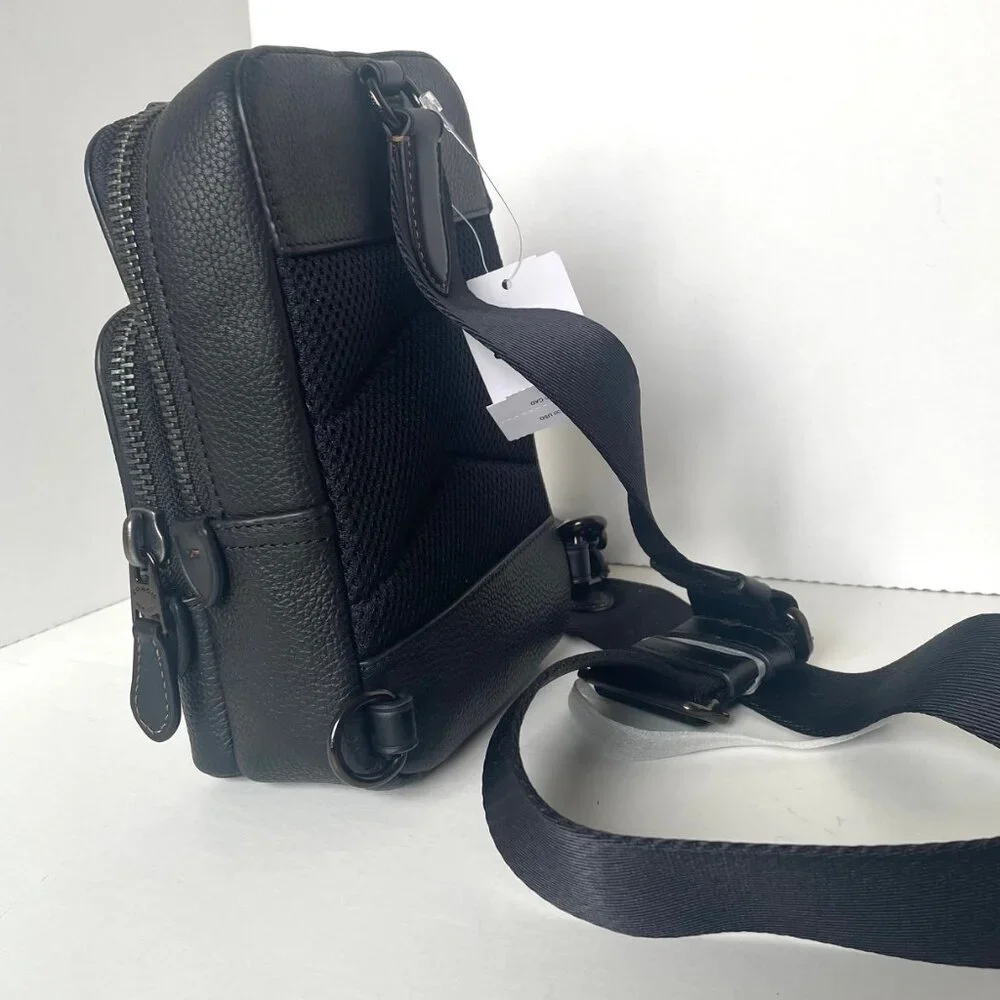 Coach Gotham Sling Pack 13 Black Pebbled Leather CR849 Bag